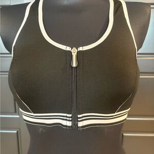 Danskin Black and White Zip-Front Sports Bra